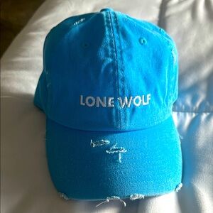 Blue Lone Wolf Distressed Cap